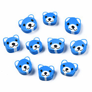 Handmade Polymer Clay Beads, Bear, Dodger Blue, 8~11x9~11x4mm, Hole: 1.5mm(CLAY-S096-004G)