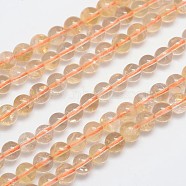 Natural Citrine Round Bead Strands, 8mm, Hole: 1mm, about 50pcs/strand, 15.5 inch(G-L411-36-8mm)