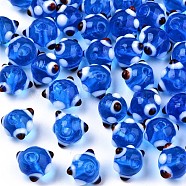 Handmade Bumpy Lampwork Beads, Royal Blue, 10~11x11~12x7~8mm, Hole: 1.4~1.6mm(LAMP-S194-003-B03)