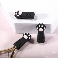 Cute Cat Paw Print Silicone Nail Art Cuticle Nipper Protective Cover, for Scissors and Tweezers, Black, 3.4x1.7cm(PW-WG48554-03)