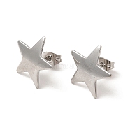 304 Stainless Steel Stud Earrings for Women, Star, Stainless Steel Color, 15x15.5mm, Pin: 0.8mm(EJEW-I281-39P)
