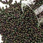 TOHO Round Seed Beads, Japanese Seed Beads, (509) High Metallic Purple/Green Iris, 11/0, 2.2mm, Hole: 0.8mm, about 1110pcs/bottle, 10g/bottle(SEED-JPTR11-0509)
