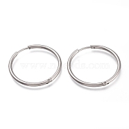 304 Stainless Steel Huggie Hoop Earrings, Hypoallergenic Earrings, Ring, Stainless Steel Color, 12 Gauge, 29x2mm, Pin: 1mm(EJEW-L256-02F-P)