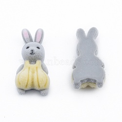Opaque Resin Cabochons, Flocky Rabbit, Light Yellow, 26x12.5x6mm(RESI-G047-18)