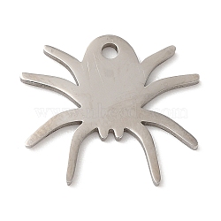 Halloween 201 Stainless Steel Pendants, Spider Charm, Stainless Steel Color, 15.5x16.5x1mm, Hole: 1.5mm(STAS-D053-13P)