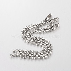 Iron Ball Chains, Tag Chains, Platinum Color, about 2.5mm wide, 9.5~10cm long(X-E392-2)