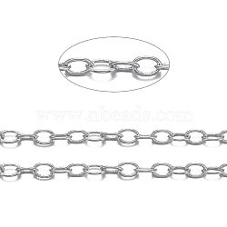 Brass Cable Chains, Soldered, with Spool, Oval, Cadmium Free & Nickel Free & Lead Free, Long-Lasting Plated, Platinum, 2x1.5x0.35mm, about 32.8 Feet(10m)/roll(X-CHC-034Y-P-NF)