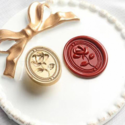 Golden Tone Wax Seal Alloy Stamp Head, for Invitations, Envelopes, Gift Packing, Flower, 16~30x18~30mm(STAM-PW0005-015G-08)