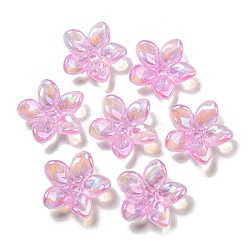 AB Color Plated Acrylic Beads, with Glitter Powder, Flower, Pearl Pink, 23x7mm, Hole: 2mm(OACR-G034-01A)
