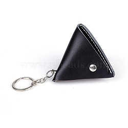 Imitation Leather Mini Triangle Women's Wallet Keychian, with Metal Key Ring, Black, 23.5x7.7cm(PW-WG27227-09)