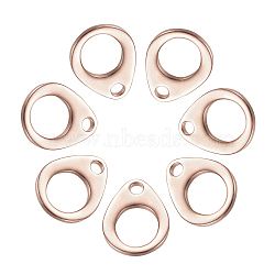 304 Stainless Steel Chain Tabs, Chain Extender Connectors, Teardrop, Hollow, Rose Gold, 13x10x1mm, Hole: 1.8mm and 7x6mm, 50pcs/box(STAS-UN0007-23RG)