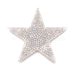 Glitter Hotfix Rhinestone, Iron on Patches, Dress Shoes Garment Decoration, Star, Crystal AB, 60x60x1.5mm(RGLA-WH0001-01)