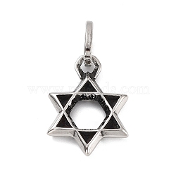 316 Surgical Stainless Steel Pendants, Star of David Charm, Antique Silver, 28x19.6x3.3mm, Hole: 9x5.3mm(STAS-K276-14A-AS)