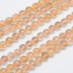 Natural Citrine Round Bead Strands, 8mm, Hole: 1mm, about 50pcs/strand, 15.5 inches(G-L411-36-8mm)