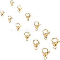 304 Stainless Steel Lobster Claw Clasps, Manual Polishing, Real 18K Gold Plated, 6.8x5.2x1.1cm, 6 sizes, 8pcs/size, 48pcs/box(STAS-UN0004-27G)