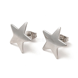 Non-Tarnish 304 Stainless Steel Stud Earrings for Women, Star, Stainless Steel Color, 15x15.5mm, Pin: 0.8mm(EJEW-I281-39P)