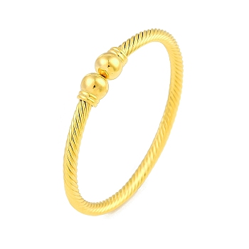 Round Brass Open Cuff Bangles, Twisted Torque Bangles for Women, Real 22K Gold Plated, Inner Diameter: 2-1/8x2 inch(5.4x5.1cm)