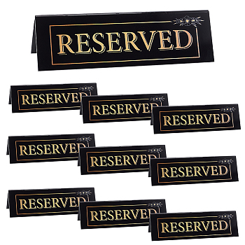 10Pcs Acrylic Reserved Table Signs, Tent Signs, for Restaurant, Bar, Black, 150x41x42mm
