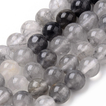 Natural Cloudy Quartz Beads Strands, Round, 8~8.5mm, Hole: 1mm, about 47pcs/strand, 15.5 inch