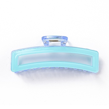 Rectangle PVC Big Claw Hair Clips, with Iron Findings, Banana Jaw Clips Hair Accessories for Women and Girls, Cyan, 115x39mm