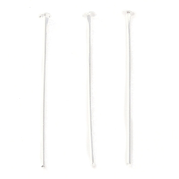 Brass Flat Head Pins, 925 Sterling Silver Plated, 24x0.6mm, Head: 2mm