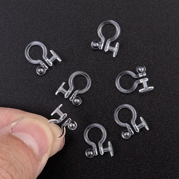 Plastic Clip-on Earring Findings, Clear, 9x11mm, Ball: 3mm, Tray: 5mm, Hole: 0.6mm