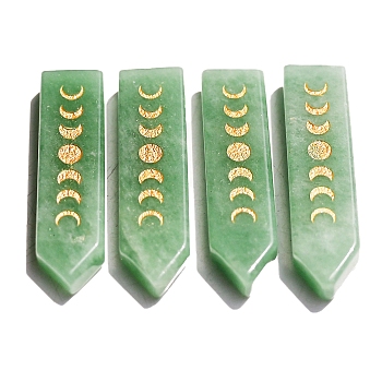 Natural Green Aventurine Carved Moon Phases Hexagonal Arrow Figurines for Home Desktop Decoration, 48~52mm