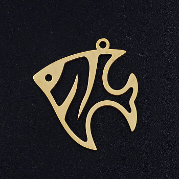 201 Stainless Steel Pendants, Tropical Fish, Golden, 23x23x1mm, Hole: 1.5mm