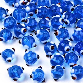 Handmade Bumpy Lampwork Beads, Royal Blue, 10~11x11~12x7~8mm, Hole: 1.4~1.6mm