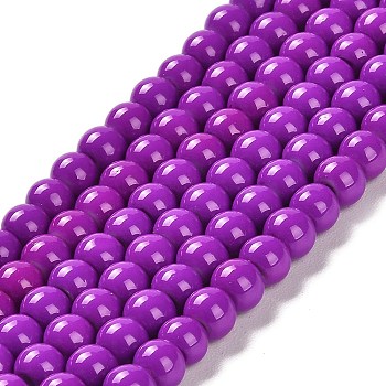Painted Glass Bead Strands, Baking Paint, Round, Dark Violet, 6mm, Hole: 1.3~1.6mm, about 133pcs/strand, 31.4 inch