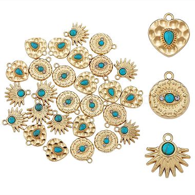Light Gold Mixed Shapes Synthetic Turquoise Pendants