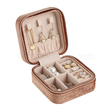 Camel Square Velvet Jewelry Set Box