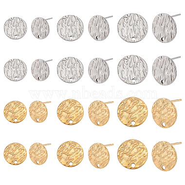 Platinum & Golden Flat Round 304 Stainless Steel Stud Earring Findings