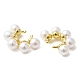 Rack Plating Brass Cuff Earrings with Plastic Pearl Beaded(EJEW-M222-03G)-2