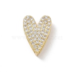 Valentine's Day Brass Micro Pave Clear Cubic Zirconia Charms, Heart Charms, Rack Plating, Long-Lasting Plated, Cadmium Free & Lead Free, Real 18K Gold Plated, 15x10.5x4.5mm, Hole: 6~6.5x1.8mm(KK-A300-20G)