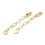 Brass Ends with Chains, Cadmium Free & Nickel Free & Lead Free, Flat Round, Real 18K Gold Plated, 59mm, Hole: 2.5mm(X-KK-P283-34G)