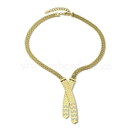 304 Stainless Steel with Cubic Zirconia Mesh Chain Necklaces, Golden, 18.82 inch(47.8cm)(NJEW-Q322-05G)