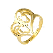 304 Stainless Steel Adjustable Rings for Women, horse, Real 18K Gold Plated, 18mm, Inner Diameter: 18mm(RJEW-M008-05G)