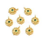 Rack Plating Brass Micro Pave Cubic Zirconia Pendants, Long-Lasting Plated, Cadmium Free & Lead Free, Flower, Matte Gold Color, 15x11x4mm, Hole: 1.6mm(KK-G408-07MG)
