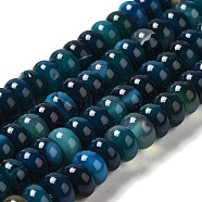 Natural Agate Beads Strands, Dyed & Heated, Rondelle, Marine Blue, 8~8.5x4.5~5.5mm, Hole: 1.4mm, about 41pcs/strand, 7.40~7.48''(18.8~19cm)(G-H295-C03-10)