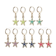 Alloy Enamel Starfish Dangle Leverback Earrings, Golden 304 Stainless Steel Drop Earrings, Mixed Color, 35x13.5mm(EJEW-JE05602)