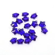 Transparent Glass Pendants, Faceted, Star Charms, Blue, 13x13.5x7mm, Hole: 1mm(GLAA-P037-04-17)