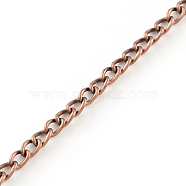 Unwelded Iron Curb Chains, with Spool, Red Copper, 3.2x2.2x0.6mm, about 328.08 Feet(100m)/roll(CH-R078-08R)