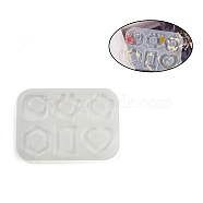 Flower Heart Hexagon DIY Pendant Silicone Molds, Resin Casting Coaster Molds, for UV Resin, Epoxy Resin Craft Making, 95x135x12mm, Hole: 2mm, Inner Diameter: 37~42x30~45mm(DIY-E072-04B)