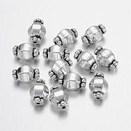 Tibetan Style Spacer Beads, Lead Free & Nickel Free & Cadmium Free, Barrel, Antique Silver, about 7mm in diameter, 10mm long, hole: 1mm(X-LF0527Y-NF)