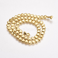 Electroplate Non-magnetic Synthetic Hematite Beads Strands, Heart, Golden Plated, 6x6~6.5x2.5~3mm, Hole: 1mm, about 70~72pcs/strand, 15.5 inch~15.8 inch(G-K239-17A)