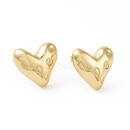 Brass Heart Stud Earrings for Women, Real 18K Gold Plated, 16x17mm, Pin: 0.7mm(EJEW-C008-27G)