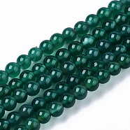 Natural Green Onyx Agate Beads Strands,  Dyed, Round, 4mm, Hole: 0.5mm, about 97~98pcs/strand, 14.96 inch(38cm)(X-G-S359-233)
