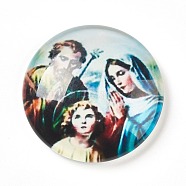 Glass Cabochons, Half Round/Dome with Virgin and Child, Colorful, 25x6~6.5mm(GLAA-WH0012-08)