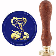 Brass Wax Seal Stamp with Handle, for DIY Scrapbooking, Snake Pattern, 3.5x1.18 inch(8.9x3cm)(AJEW-WH0184-0703)